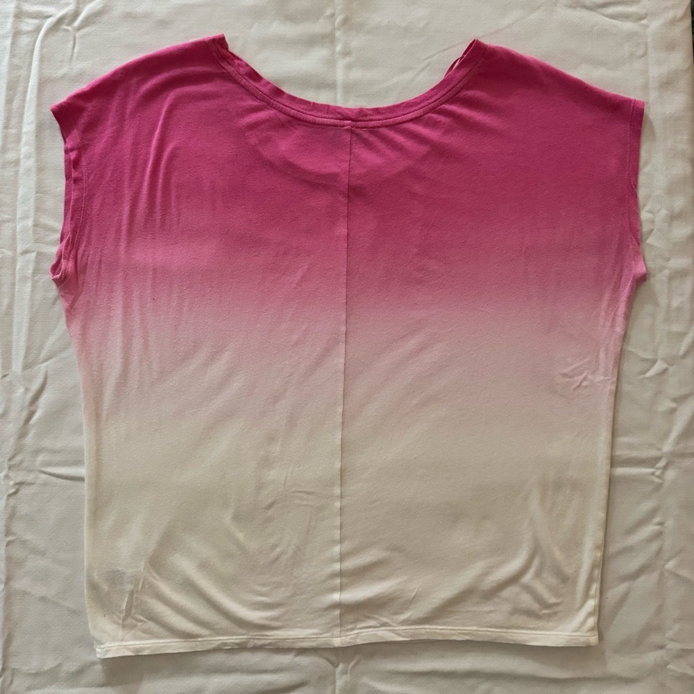 Express Women's Short Sleeve Pink to White Gradient Top - Picture 2 of 4